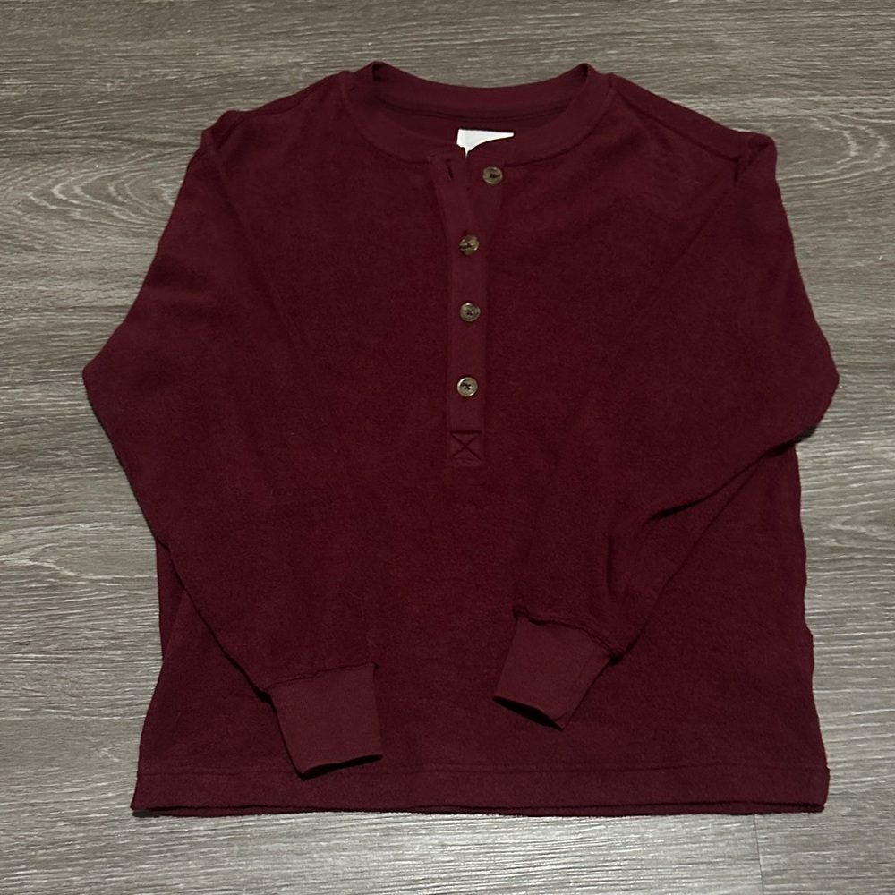 Aerie Burgundy Long Sleeve Sherpa Henley